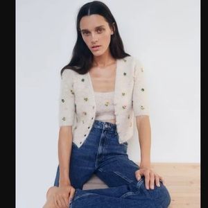 Zara Embroidered Beaded Cardigan